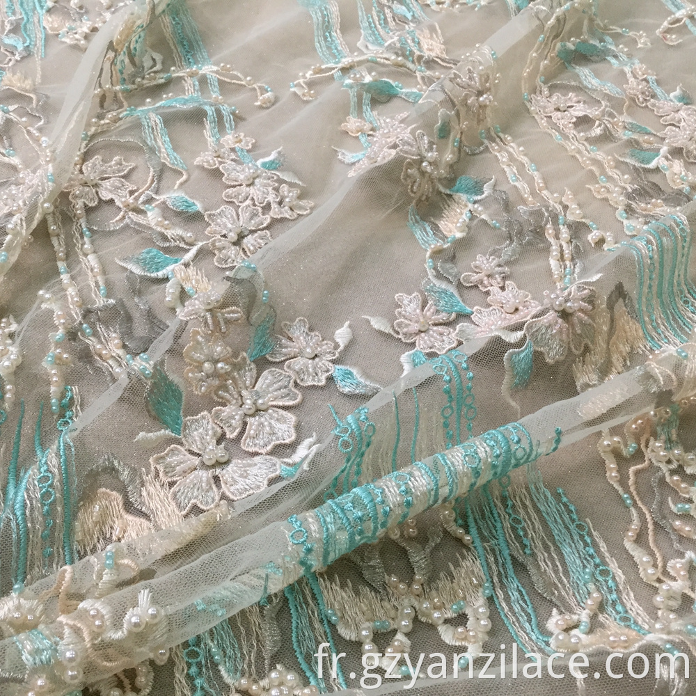 Green Luxury Lace Handmade Beaded Fabric